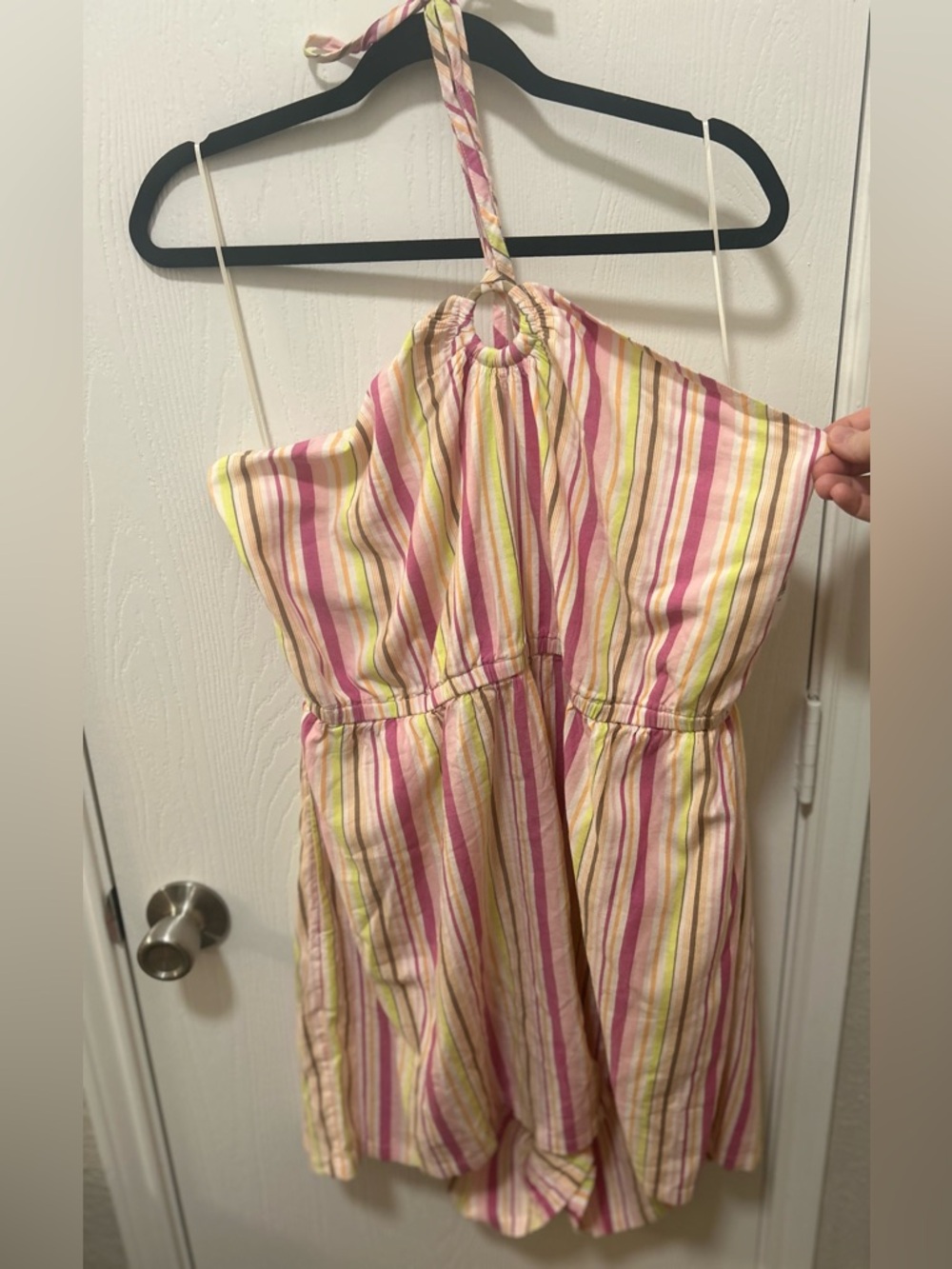 Old Navy NWT Pink Green Halter Top Oring Striped Romper 70s Disco Size XXL